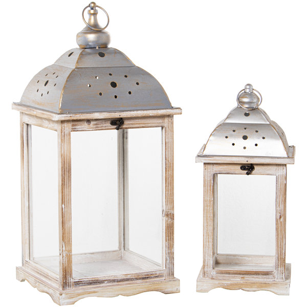 Ivy Bronx Set 4 Wood/Metal Lanterns (2 Sets Of 2 Units.) Wayfair.co.uk